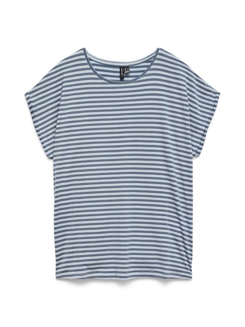 VM Ava T-shirt med Striber, Støvet blå stribet